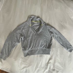 Lou & Grey Crop Quarter Zip Gray Size S